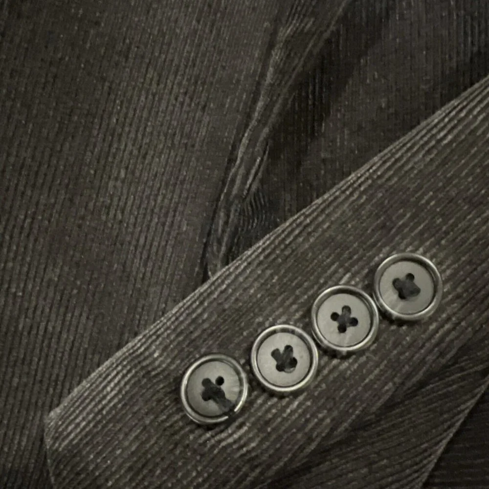 Pronto Uomo Mens Black Corduroy Blazer Sport Coat Two Button Casual Jacket 46S - Picture 7 of 16